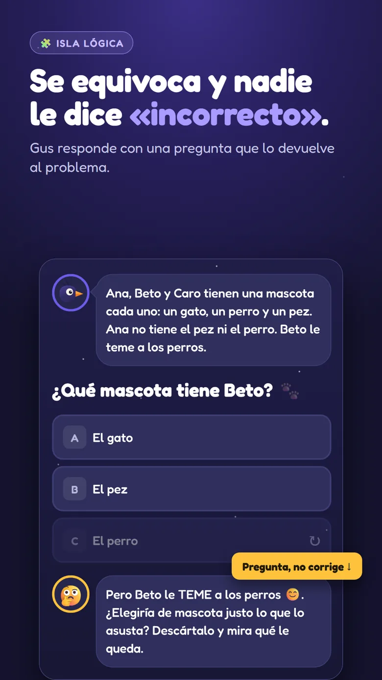 Gus devolviendo una pregunta en vez de corregir