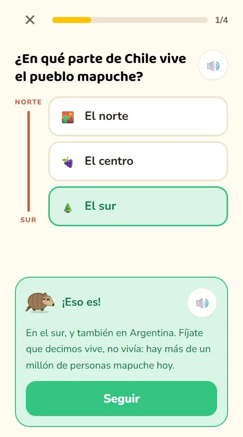 Tato corrige: decimos vive, no vivía, porque hay más de un millón de personas mapuche hoy