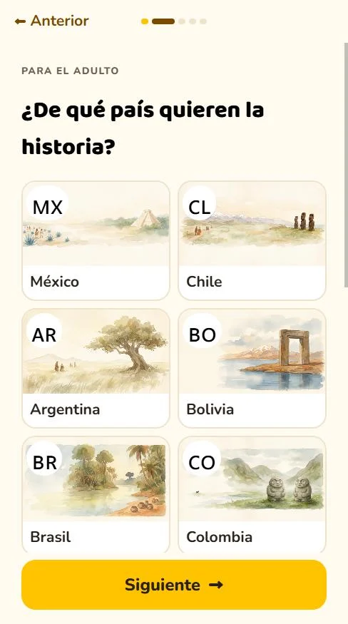 Los doce países de América entre los que se elige, cada uno ilustrado