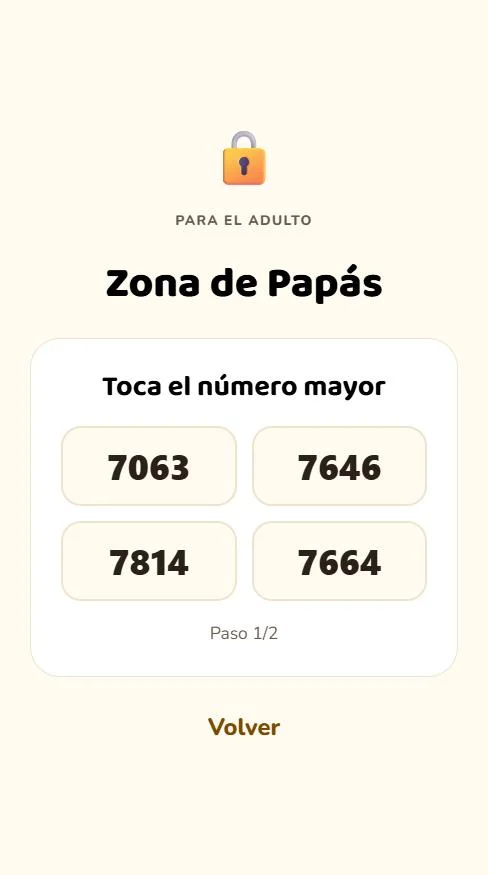 La puerta de adultos: tocar el número mayor, dos veces