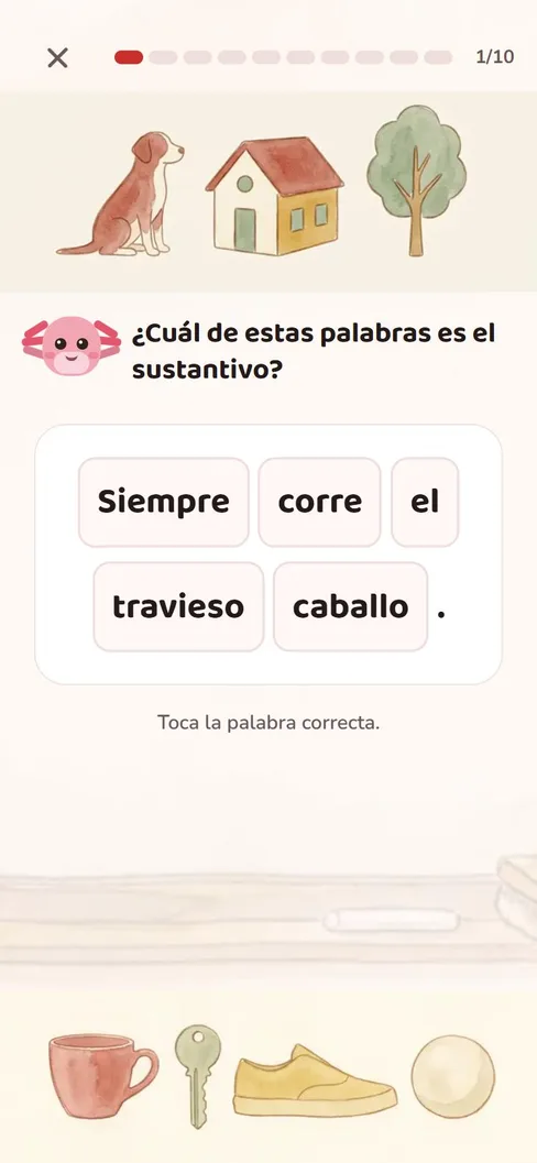 Una pregunta de Palabu: cuál de estas palabras es el sustantivo, sobre una oración